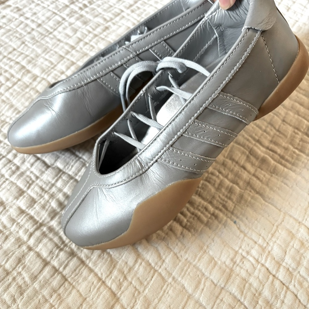 Adidas Taekwondo Mei Ballet Silver Gray Leather Lace Up size 6